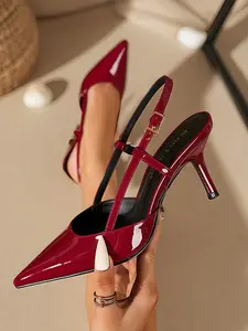 Women's Fashionable Solid Color Stiletto Heels, Elegant Pointed Toe Slingback High Heel Shoes for Party, Daily Clothing Decor for Women & Girls