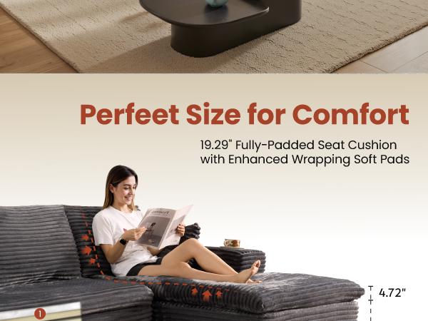 [Christmas]L-shaped Modular Sectional Sofa, Compressed Corduroy Fabric, Modern Style Living Room Sofa Bed, Space-Saving Recliner Design - Convertible Corduroy Sectional Sofa
