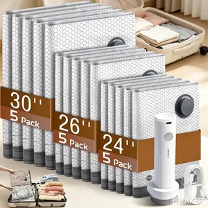 2026 Upgraded X7 Cordless Vacuum Storage Bags 15 Pack with Rechargeable Air Pump, 3 Sizes Waterproof Reusable Space Saving Travel Luggage Organizer for Clothes Kitchen, Ideal Mother’s Day Gift