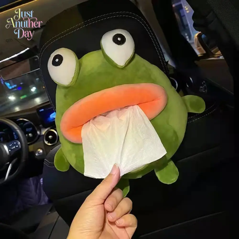 Cute Cartoon Animal Tissue Box for Car, Plush Lion/Crab/Frog/Pig Design, Hanging Tissue Holder for Car Headrest & Home Use, Funny Car Accessories for Women