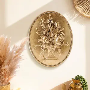 Vintage Oval Shaped Wall Decor, 1 Count Resin Unframed Wall Art, Wall Hanging Decor for Home Hotel Decoration, Home Decor Supplies, Ornaments