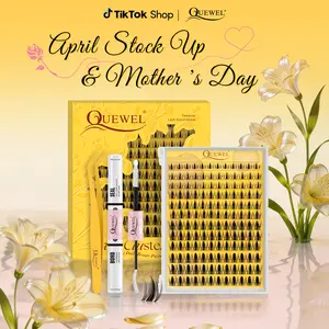 QUEWEL Fairy Manga Lash Clusters Kit Invisible Band with 144pcs Individual Lashes, C Curl for DIY Lashes, Waterproof Long Lasting, Wet Look Manga Lash Clusters Kit, Full Kit for Cute Style Spring GlowUp