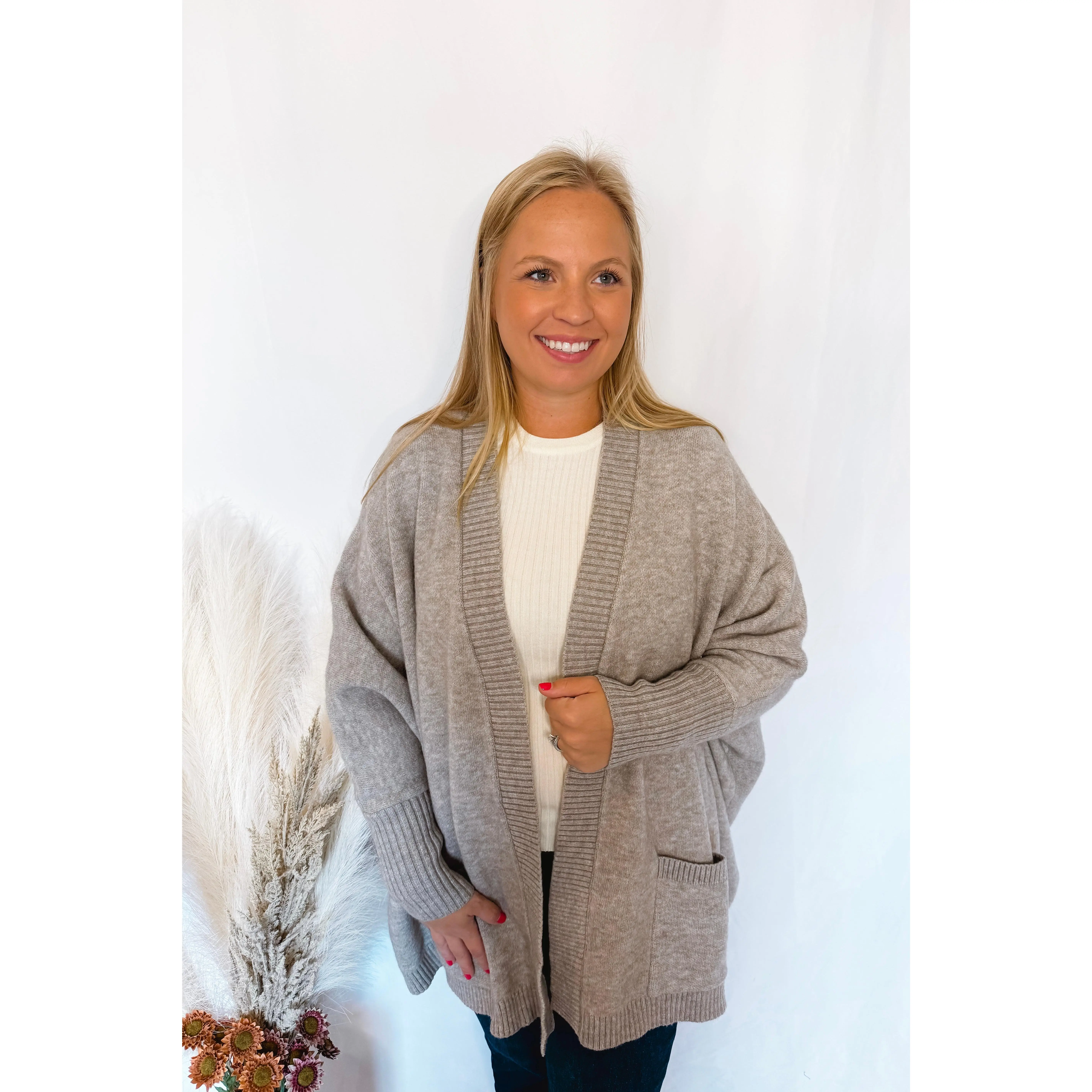 Endless Warmth Dolman Sleeve Open Cardigan - Grey