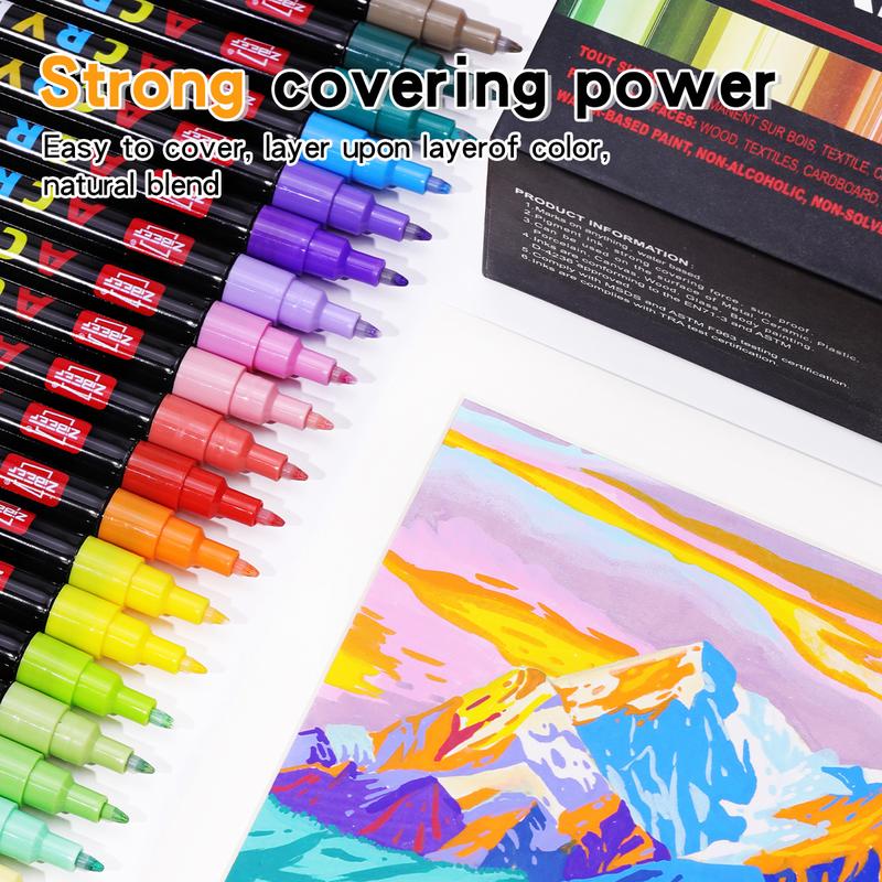 ZiBEEF 240 Acrylic Paint Markers,Fine Tip Acrylic Paint Pen, Waterproof & High Saturation Ideal for Wood, Metal, Plastic, Canvas, Fabric, Glass, Ceramic, Rock Painting DIY Art Supplies