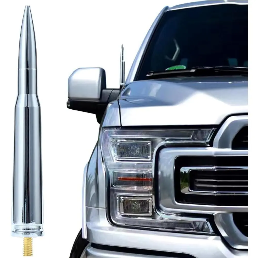 Antenna 50 Cal Car Truck Bullet Antenna Truck Accessories Universal Replacement for GMC Sierra 1500 Chevy Dodge Ram Silverado  Highly Durable Premium Truck Antenna Car Wash-Proof Radio Antennа for FM AM ,30 Caliber Design - Ford Accessories