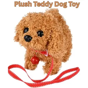Plush Teddy Dog Toy - Latex-Free Electronic Pup with Walking, Barking, Tail Wagging, Stretching Functions, Kids' Easter Gift