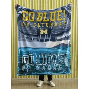 Football Flannel Blanket, Detroit Go Blue on Saturday Blanket, Football Fan Blanket, Game Day Gift, Game Day Blanket