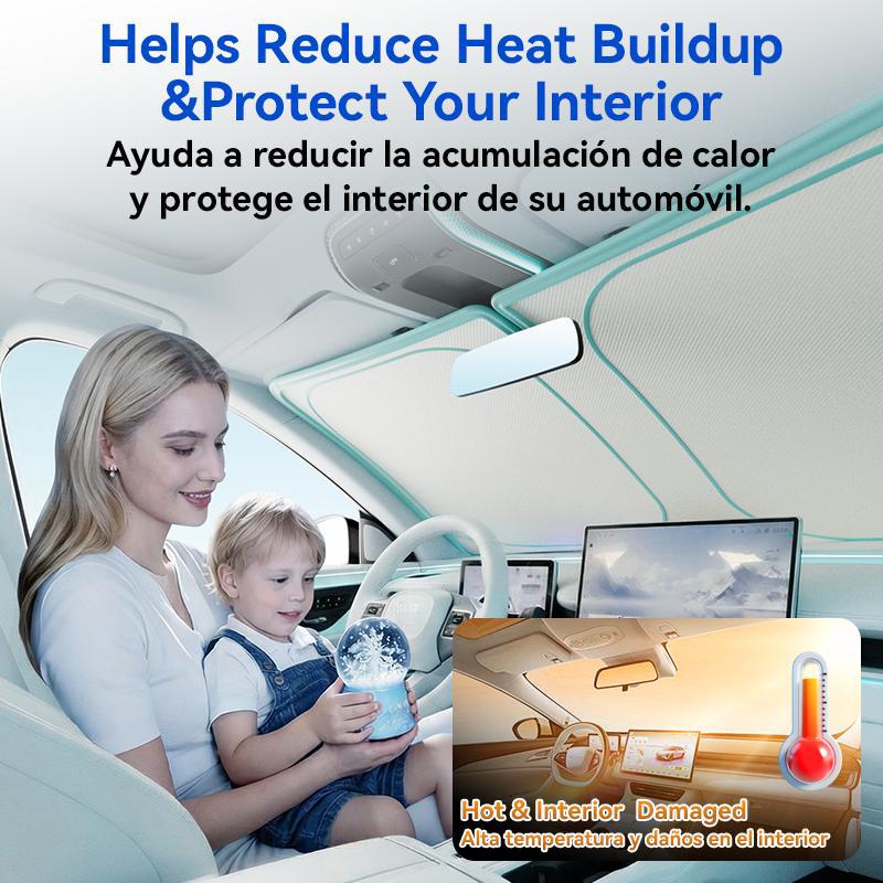 Universal Double-Layer UV-Blocking Car Sunshade – Portable & Foldable,Car Accessories for Girls, Perfect for Sedans, SUVs, and MPVs,Dashcam,Off-white,Please specify the vehicle model, size, and color in the order notes.