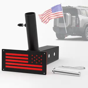 Universal Hitch Flag Pole Holder for Standard 2" Hitch Receivers, Compatible with Truck, Jeep, Pickup, RV, SUV, and Trailer – Black
