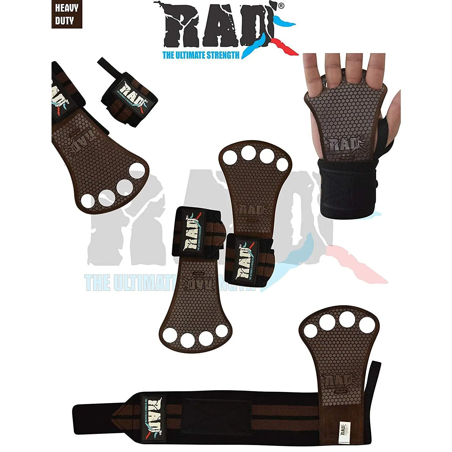 RAD Gymnastics Hand Grips, Leather Hand Grips for CrossFit Grips for Pull-ups, Weight Lifting Hand Protection from Rips and Blisters