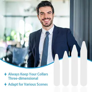 Men's Plastic Collar Stays (200 Pcs) with Storage Case, White Invisible Dress Shirt Collar Inserts, 4 Sizes - 2in, 2.25in, 2.5in, 2.75in