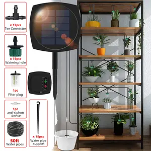 Smart Solar Drip Irrigation System – 15M Hose, Automatic Watering with LED Monitor, 12-Stage Flow Control Pump for Gardens & Lawns