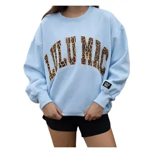 Baby Blue LULU MAC Sweatshirt with Leopard Print Lettering