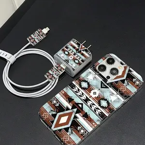 5 Piece Set of Airbag Transparent Silicone Phone Cases with Creative Patterns, Includes Charger & Data Cable Protectors, Compatible with iPhone 11 to 16 Series