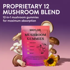 12-in-1 Mushroom Gummies with Lion's Mane, Turkey Tail, Reishi & Cordyceps, Chewable Mushroom Blend, Non-GMO Formula, 60 Gummies
