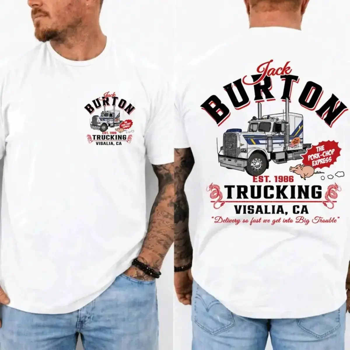 Jack Burton Trucking Shirt, Big Trouble in Little China Tee, Vintage Trucker Graphic T-Shirt, 80s Movie Fan Gift, MADE IN USA