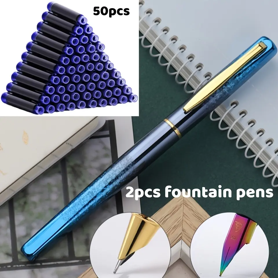 2 blue pens + 50 blue ink cartridges