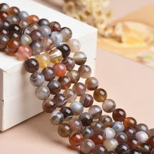 Hight Quality Natural Botswana Agate Gemstone Smooth Round Loose Beads For DIY Jewelry Making Desig Handmade Crafts Bracelet, Necklace, Earrings AAA Quality 15.5 Inches Long, Semi Precious Stone, Spacer beads