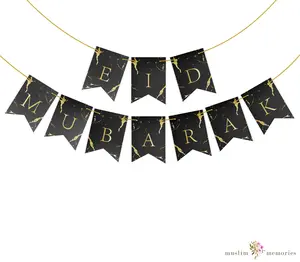 Eid Mubarak Banner Black Marble