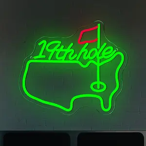 19th Hole Neon Sign, Dimmable LED Hole Neon Sign, Suitable for Bars, Golf Clubs, Golf Shop Name Signs, Man Cave Signs, Gifts for Golfers, Sports Bar Signs, Bar Decor, Vintage Neon Signs, Decorative Neon Light, Home Decor, Gift Shoppers