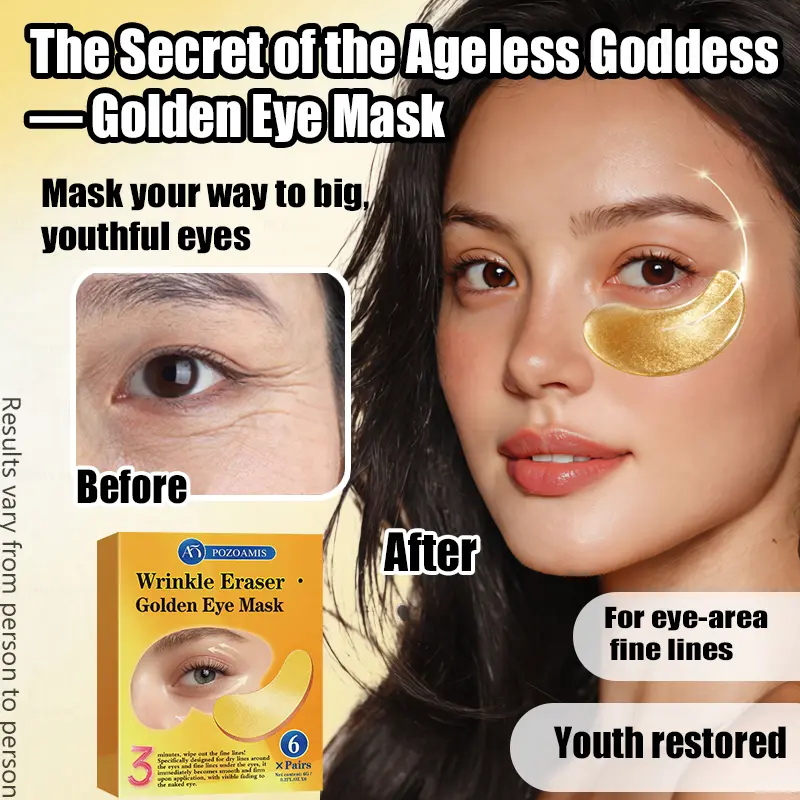 POZOAMIS Collagen Wrinkle Eraser Eye Mask, Fast Acting 3-Minute Golden SPA Patches, Lift & Firm Sagging Skin Around Eyes, Smooth Fine Lines & Crow's Feet, Brightening Eye Serum Booster Facial Hydrating Radiant