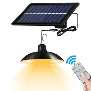 Solar Pendant Light Indoor Outdoor, Single Head Solar Shed Light Ip65 Waterproof, Remote Control Auto On/off, Suitable for Rvs, Sheds, Barns