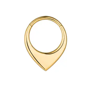 Thick V-Shaped Hinged Segment Clicker Ring - 316L Stainless Steel