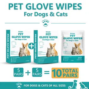 [2-Pack] Pet Glove Wipes for Dogs and Cats, Thick No-Rinse Grooming Gloves for Paws, Face, Ears and Coat, Deodorizing Pet Wipes for Bathing and Travel