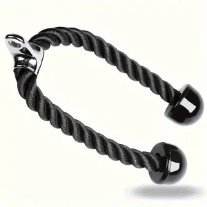 Triceps Rope Machine Attachment, Non-Slip Nylon Rope, Ergonomic Handle, Metal Ring, Home Fitness Accessories