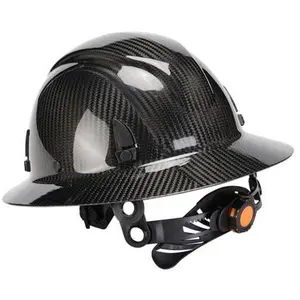 OSHA-Compliant Full-Brim Ventilated Construction Safety Helmet with 6-Point Ratchet Suspension & Carbon Fiber Texture (Sports & Outdoor Accessory)