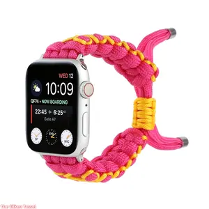 Paracord Hand Braided Nylon Watch Band, Durable Sport Style Wrist Strap for Apple Watch, Compatible with Series 1-11 Ultra SE (No watch)