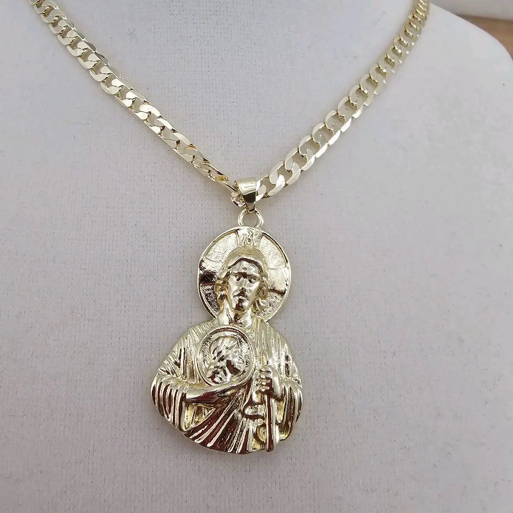 (83)14K Gold plated christ pendant and 24 inches chain