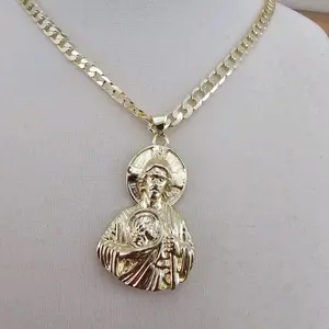 (83)14K Gold plated christ pendant and 24 inches chain