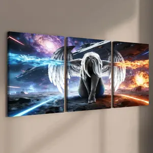 3-count wooden frame canvas, Ice and Fire Angel sci-fi wind power competition room decorative poster, modern family poster, fashionable living room decorative art, suitable for corridor, office, room and bedroom decoration, waterproof printing