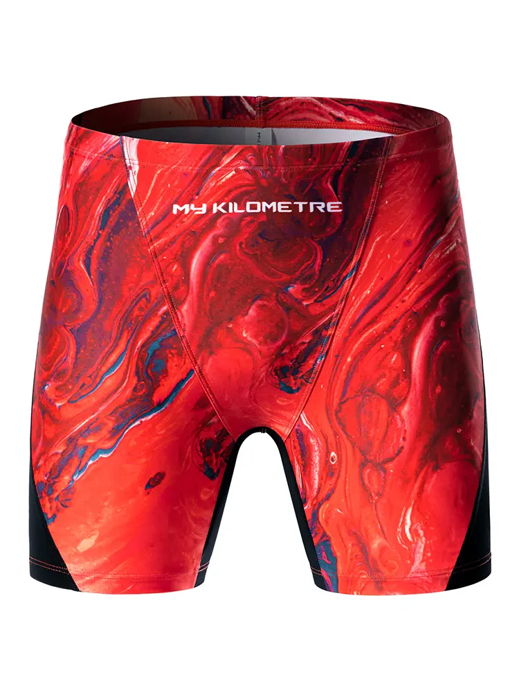 MY KILOMETRE Mens Solid Brief Swimsuits Jammer Swimwear Training Racer Brief Swim Shorts Flame Blue Orange Red Chlorine Resistant Dry Significantly Fast Remain Durable Throughout Use Low moisture absorption, Four-Way Stretch technology