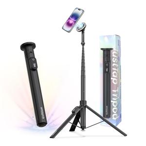 KraftGeek JustTap Magnetic/Clamp head 66" Selfie Stick Tripod for iPhone 17 & Pixel 10, Automatic Tap-to-open Phone Tripod Stand, Compatible with MagSafe, Fits iPhone 12-17 Series, MagSafe Case & Other Phones with Metal Ring