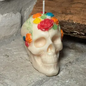 Sugar skull candle