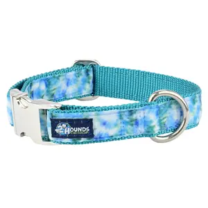 2 Hounds Design Teal Tie-Dye Velvet Essential Collar & Leash