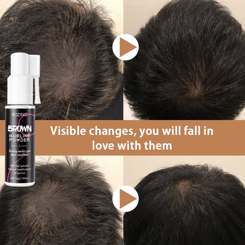 Rozino Brown Hairline Powder Root Touch Up Hair Color for Gray Coverage Bald Spot Concealing Hair Powder for Women & Men 48-Hour Stain-Proof Formula