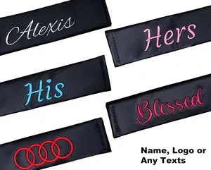 Personalized Embroidered Faux Leather Seat Belt Pad |Custom Car Interior Set | Aesthetic Car Decor & Custom Gift Idea