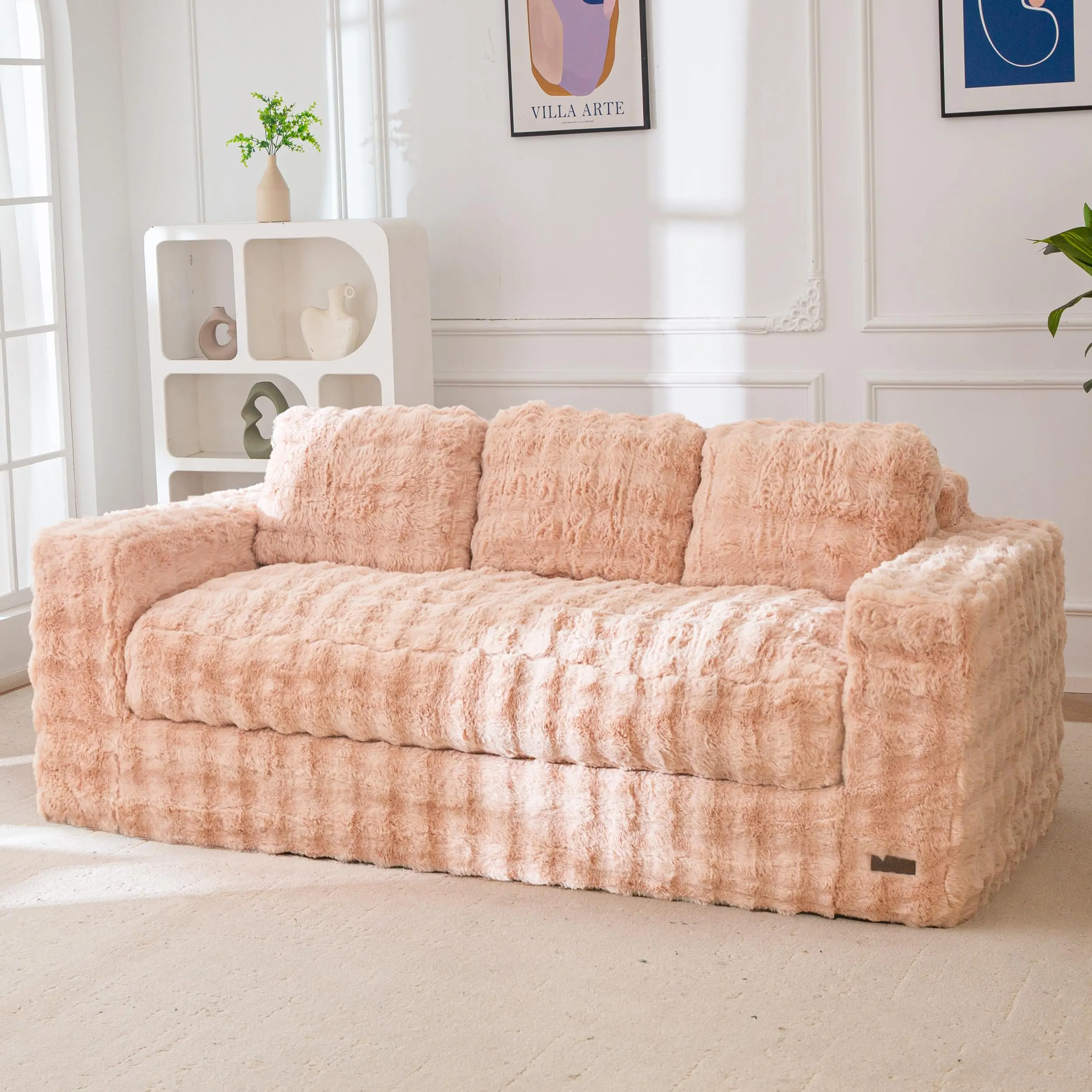Deals for You 3 Seater Sofa for Living Room, Tufted Boneless Couch Bubbled Sofa Couch, Comfy Bean Bag Chair for Bedroom Apartment, No Assembly Needed