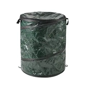 Pop Up Hamper, Pop Up Camping Trash Can, Great for Outdoor or Indoor Use, Portable and Collapsible with Zippered Top, Green, trash can for outdoor, plastic bag trash can