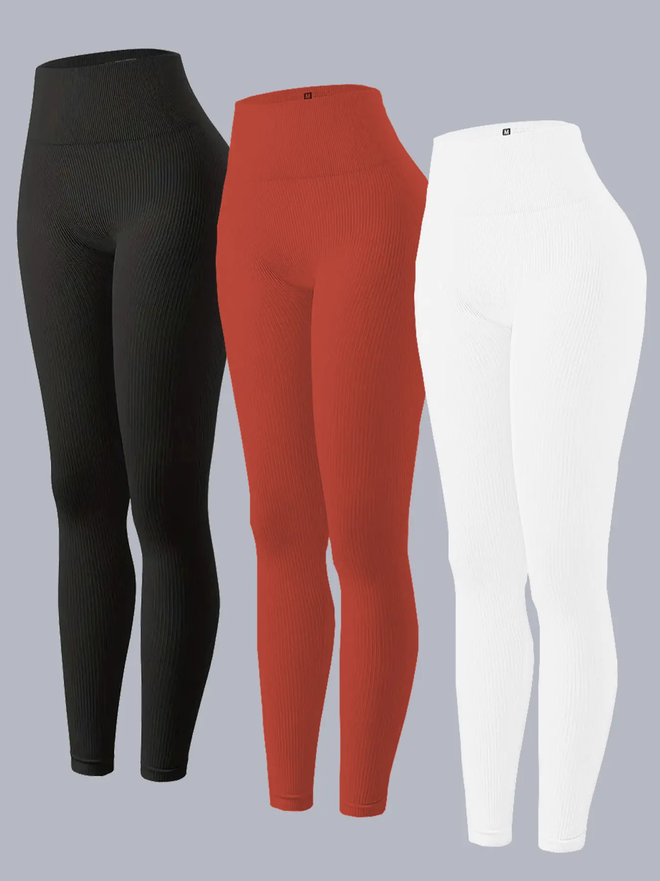 Women's High-Waisted Seamless Yoga Pants, 3-Pack Ribbed Gym Bottoms, Sporty Women's Fitness Underwear, Abdominal Control Running Training Leggings, Stretch Seamless Leggings, Gym Workout Leggings, High Waist Activewear, Gym Workout Sportswear
