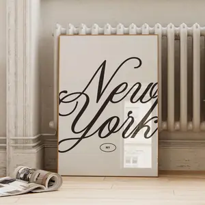 Neutral New York City Print | Trendy NYC Apartment Poster | Aesthetic Room Decor | Black Typography Wall Art