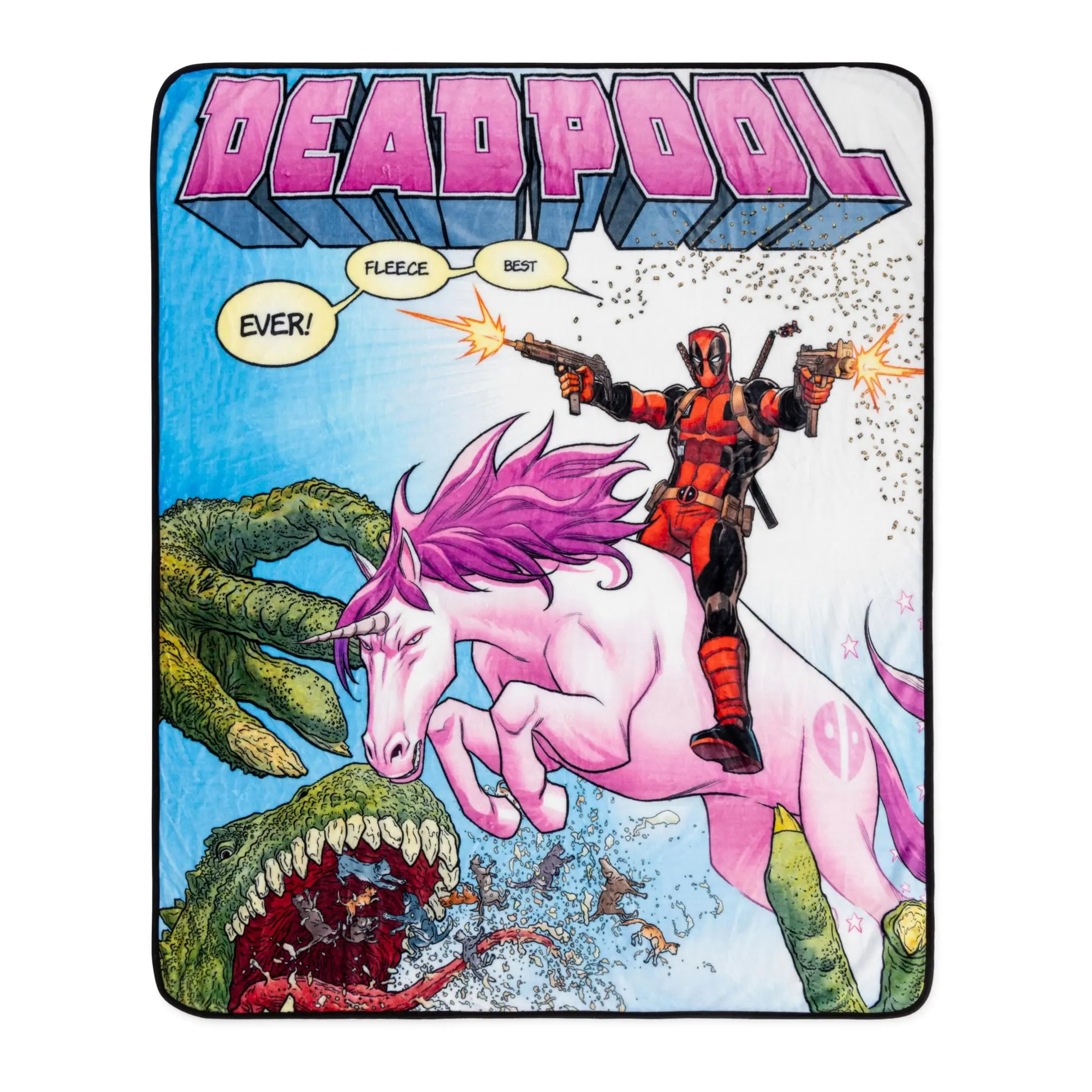 Marvel Comics Deadpool Soft Polyester Raschel Throw Blanket - "Best Fleece Ever", 50x60", Cozy Warmth, Machine Washable