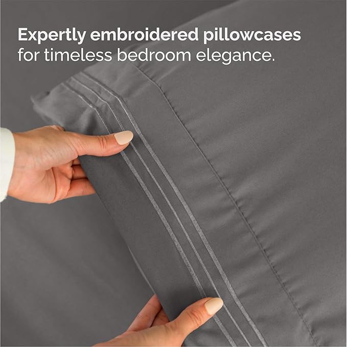 Soft Breathable Sheet Set Solid Color Microfiber 4 Pieces Deep Pocket Machine Washable Three-Needle Embroidery King Queen Full Twin Sizes comfy beddingsheetset Soft Breathable Sheet Set Solid Color Microfiber 4 Pieces Deep Pocket Machine Washable Three-Needle Embroidery King Queen Full Twin Sizes comfy beddingsheetset