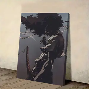 One Piece African Samoan Anime Canvas Wall Art with Frame - 2000s Black Cartoon Poster, Modern Home Decoration, Unique Gift for Anime Enthusiasts, Anime Wall Art, Home Decor, Dynamic Character Design, High-Quality Printing, Character Artwork, Home Decor A