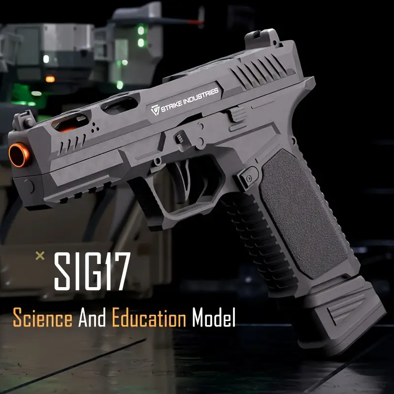 SIG17 Science & Education Model Soft Bullet Toy Pistol - Quick-Load Single-Shot Blaster with Foam Darts, Black, Safe for Outdoor Play & STEM Learning,