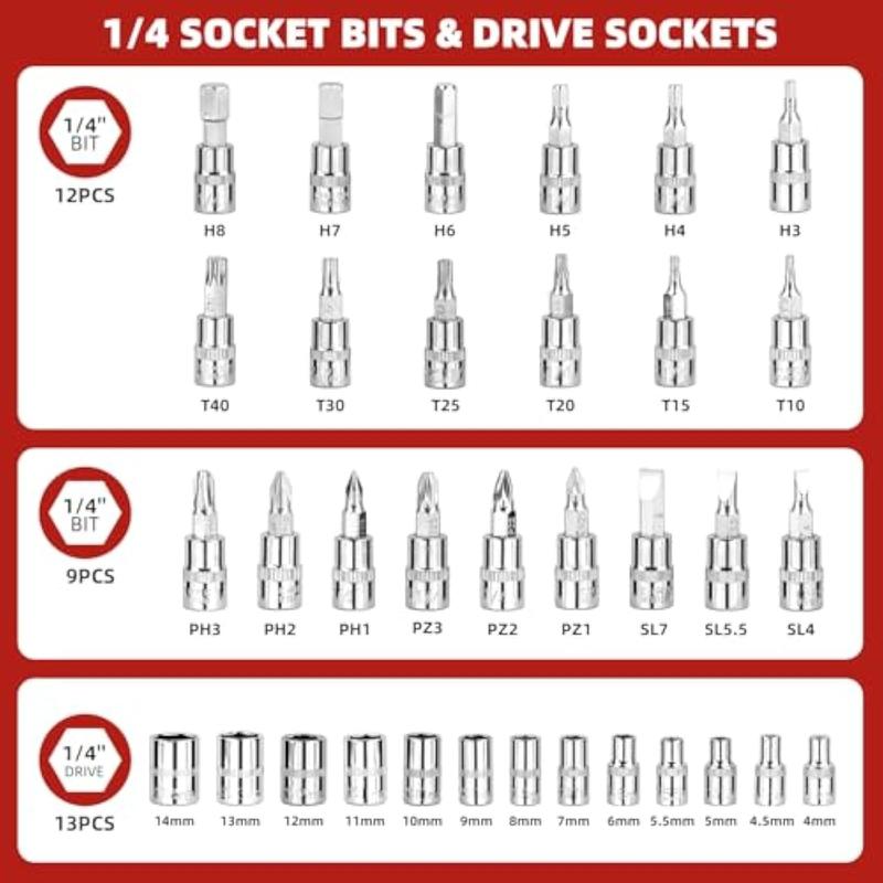 46pcs Car Repair Machinery Tools Set, Household Machinery Tools, Socket Wrench Diy Repair Tool Kit, Ratchet Screwdriver Compatible with Car Repair & Bicycle Repair, Hardware Toolbox Compatible with Auto Repairing, Valentine's Day Gifts for Husband and Man