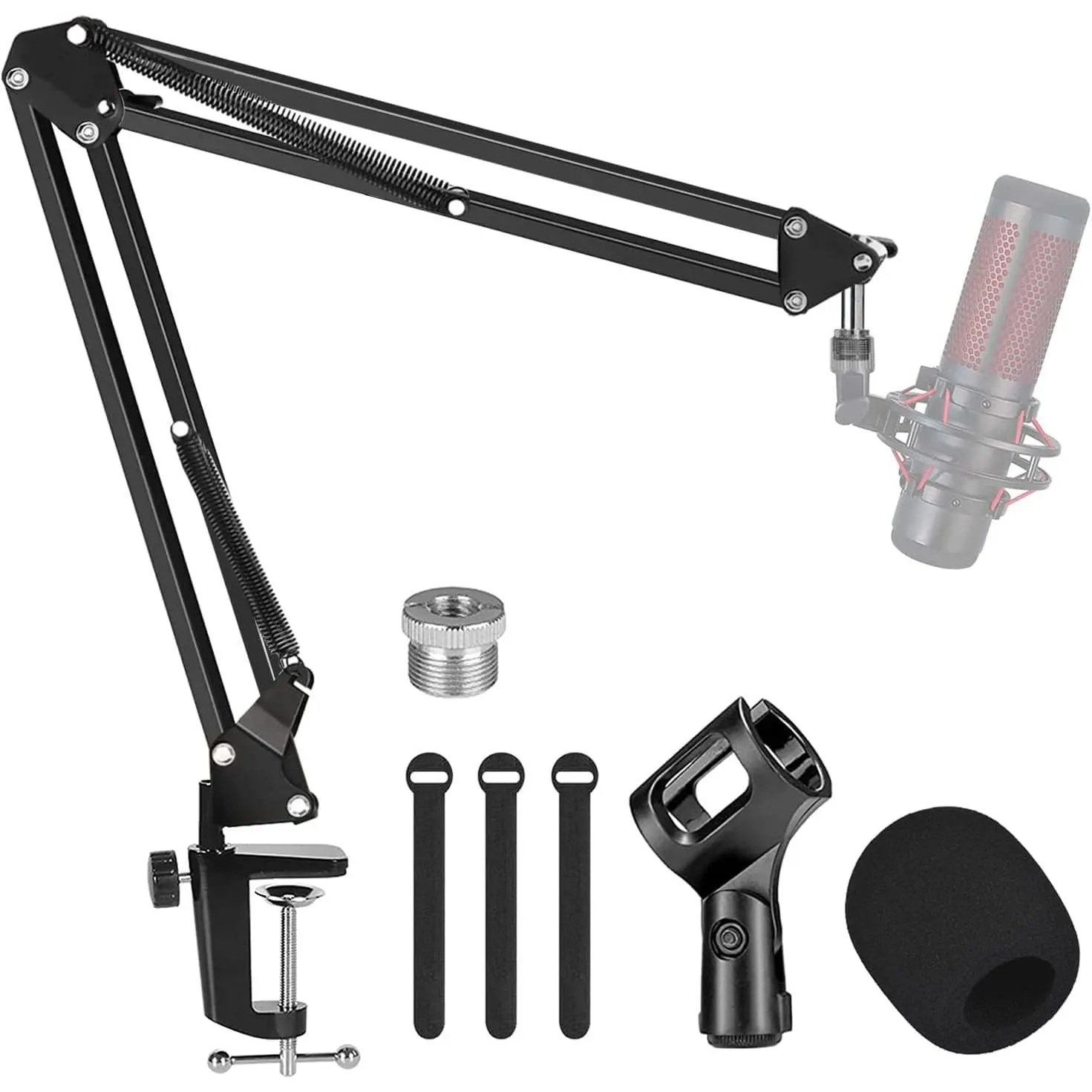 Medium Mic Arm Stand with Foam - Global Brand Arm-35 Music Audio Accessory, Podcast Setup Essential with Adapter, Compatible with Blue Yeti, HyperX QuadCast, SoloCast, Snowball, Fifine, Shure SM7B & More Microphones